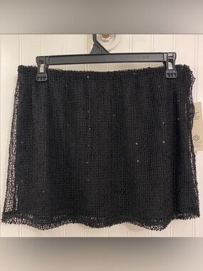 black knit overlay mini skirt w/ sparkly detail